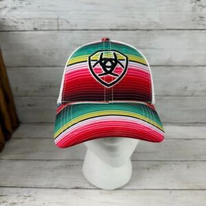 Ariat Bright Serape‎ Trucker Hat Logo Snapback Baseball Mesh Cap Striped Aztec